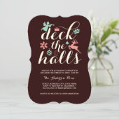 Kerst Uitnodiging Deck The Halls (Staand voorkant)