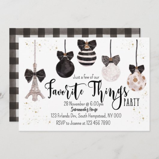 Kerst Uitnodiging Favoriete Dingen Uitnodiging (Voorkant / Achterkant)