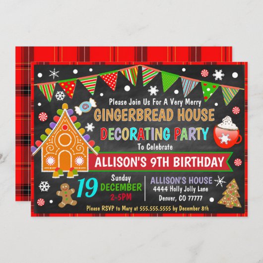 Kerst-uitnodiging in het ontbijt kaart (Voorkant / Achterkant)