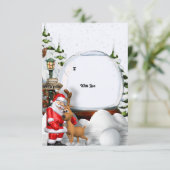 Kerst Uitnodiging – Kerstman & Rendieren Winter (Staand voorkant)