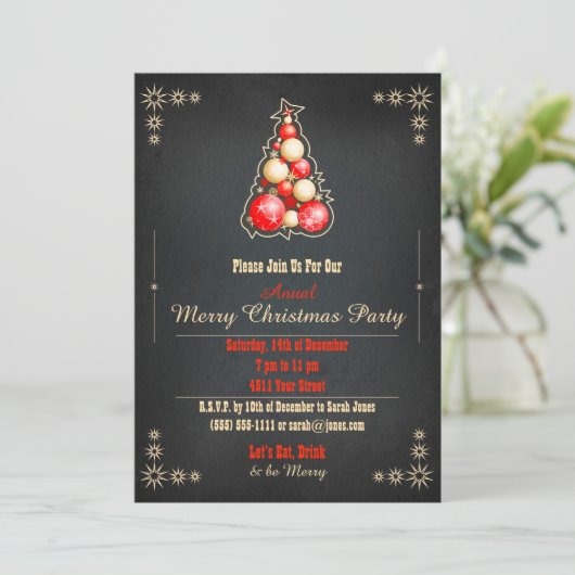 Kerst Uitnodiging Party Dinner Tree DIY (Staand voorkant)