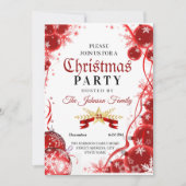 Kerst uitnodiging | rode ornament uitnodiging (Voorkant)