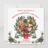 Kerst uitnodiging voor charcuterie en wijnfeestje (Voorkant)