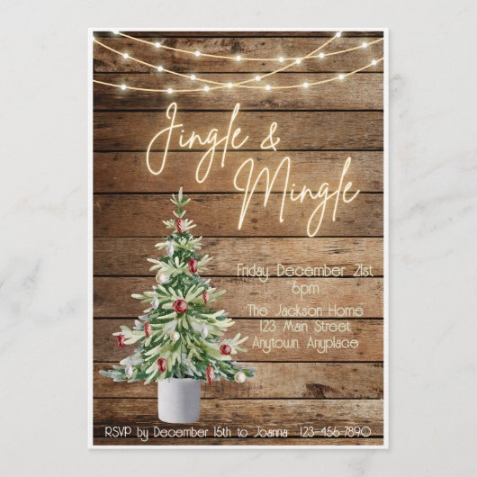 Kerst uitnodiging voor Jingle and Mingle (Voorkant)