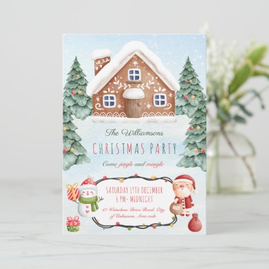 Kerst-uitnodiging voor ontbijtfeest kaart (Staand voorkant)