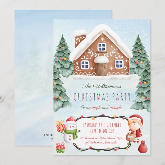 Kerst-uitnodiging voor ontbijtfeest kaart (Voorkant / Achterkant)