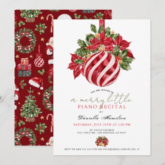 Kerst Uitnodiging voor Piano Recital (Voorkant / Achterkant)