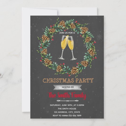 Kerst uitnodiging voor sip en see themafeest (Voorkant)