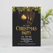 Kerst uitnodigingskaart Goud Zwart Casino Kaart (Staand voorkant)