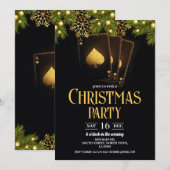 Kerst uitnodigingskaart Goud Zwart Casino Kaart (Voorkant / Achterkant)