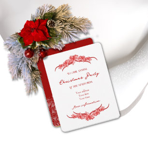 Kerst uitnodigingskaart in het rood met 'Joy to th Kaart