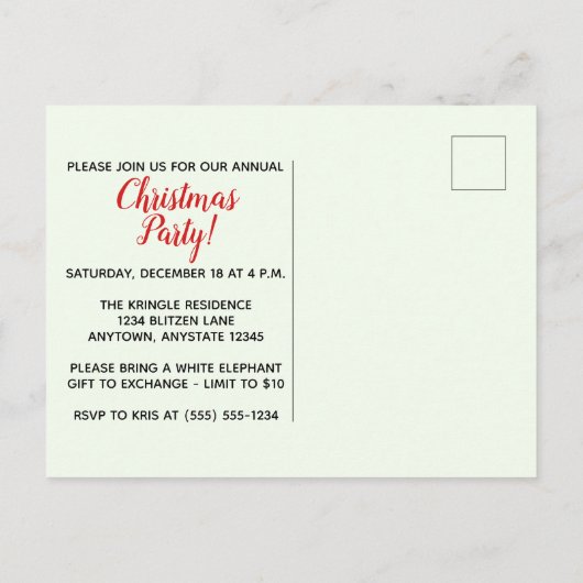 Kerst uitnodigingskaart met rode en groene gomball uitnodiging briefkaart (Achterkant)