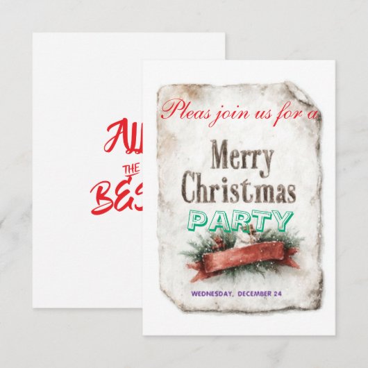 kerst uitnodigingskaarten RSVP kaartje (Voorkant / Achterkant)