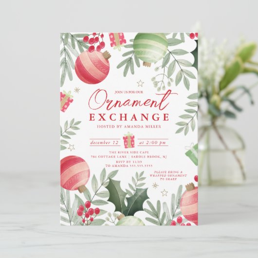 Kerst Uitwisseling van Feestelijke Versiering Kaart (Staand voorkant)