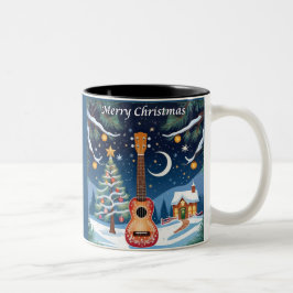 Kerst Ukulele Muziekinstrument Muziek Winter  Tweekleurige Koffiemok