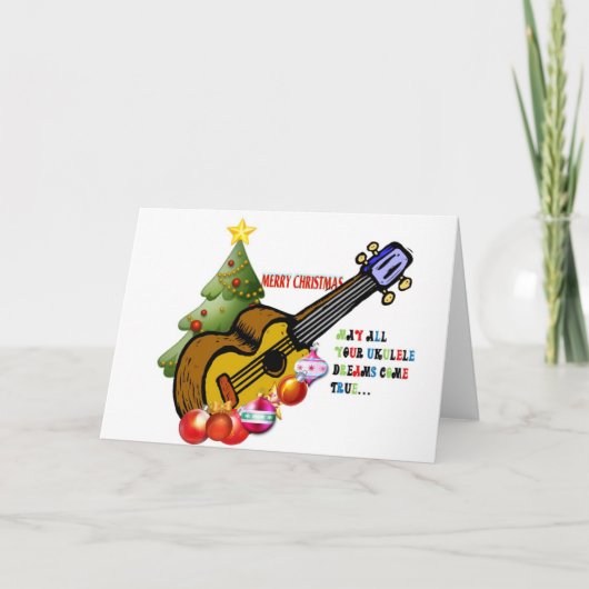 Kerst Ukulele Shirt Feestdagen Kaart (Voorkant)