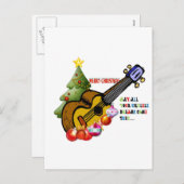 Kerst Ukulele Shirt Feestdagenkaart (Voorkant / Achterkant)