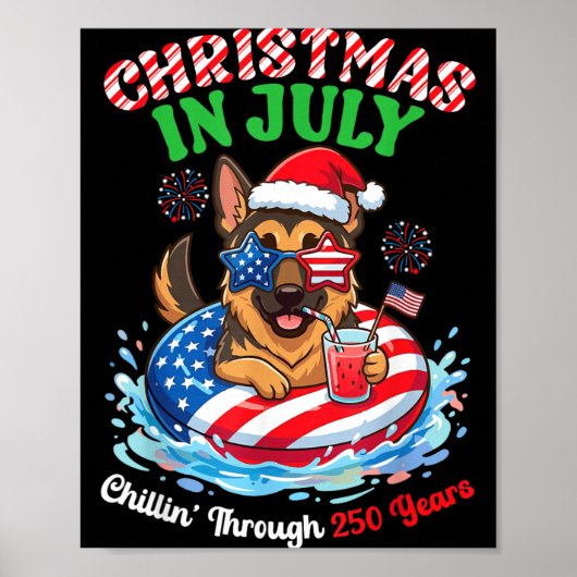 Kerst Uly Duitse Herder Chillen Door Poster (Voorkant)