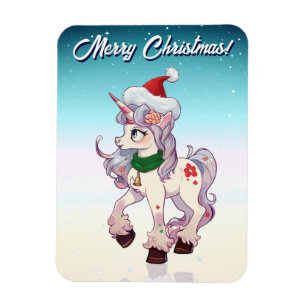 Kerst Unicorn Cartoon Magneet