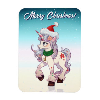 Kerst Unicorn Cartoon Magneet