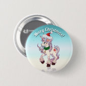 Kerst Unicorn Cartoon Ronde Button 5,7 Cm (Voorkant /achterkant)