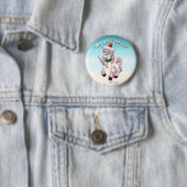 Kerst Unicorn Cartoon Ronde Button 5,7 Cm (In situ)