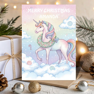 Kerst Unicorn Droomland Kinderkaart Feestdagen Kaart