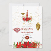 Kerst Unicorn Face Party Red Gold Fun Modern Kaart (Voorkant)