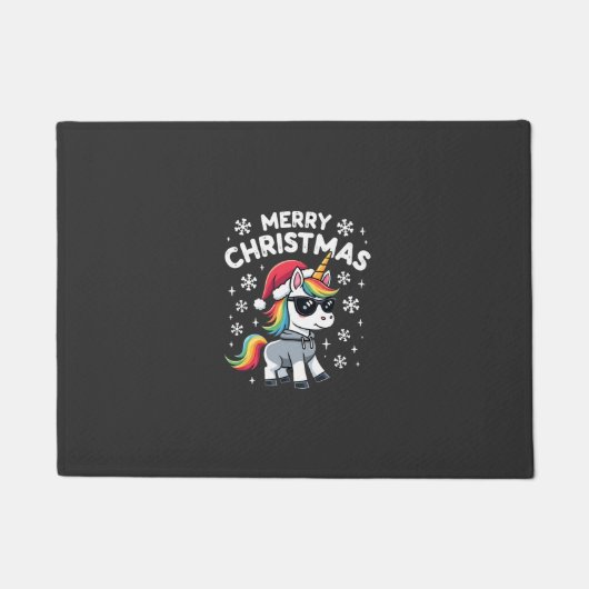 Kerst Unicorn Kerstman Hoed T-Shirt (1) Deurmat (Voorkant)