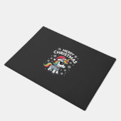 Kerst Unicorn Kerstman Hoed T-Shirt (1) Deurmat (Schuin)