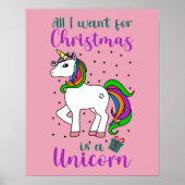 Kerst Unicorn Magical Rainbow Green Paars Poster (Voorkant)