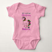 Kerst Unicorn Magical Rainbow Green Paars Romper (Voorkant)