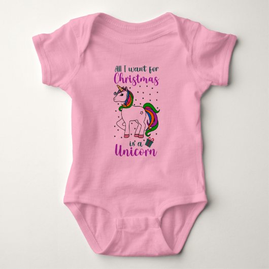 Kerst Unicorn Magical Rainbow Green Paars Romper (Voorkant)