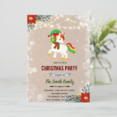 Kerst-unicorn uitnodiging (Staand voorkant)
