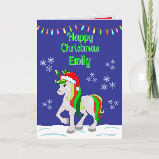 Kerst Unicorn Vouwkaart Kaart (Voorkant)