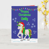 Kerst Unicorn Vouwkaart Kaart (Gele Bloem)