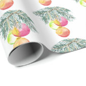 Kerst Unieke Waterverf Magenta Cadeaupapier (Rol Hoek)