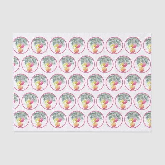 Kerst Unieke Waterverf Magenta Tissuepapier (Voorkant)