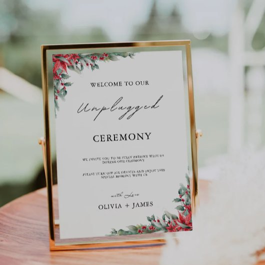 Kerst Unplugged Ceremony Wedding Sign, Kaart