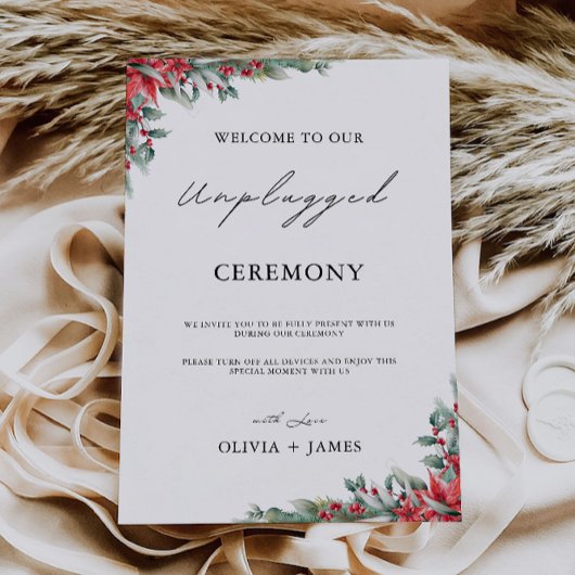 Kerst Unplugged Ceremony Wedding Sign, Kaart
