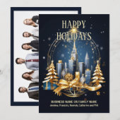 Kerst Urban Skyline Business Kerstmis logo Feestdagenkaart (Voorkant / Achterkant)