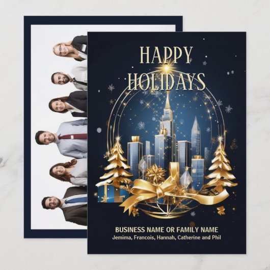 Kerst Urban Skyline Business Kerstmis logo Feestdagenkaart (Voorkant / Achterkant)