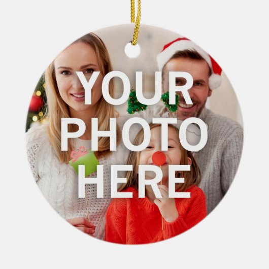 Kerst uw foto hier keramisch ornament (Voorkant)