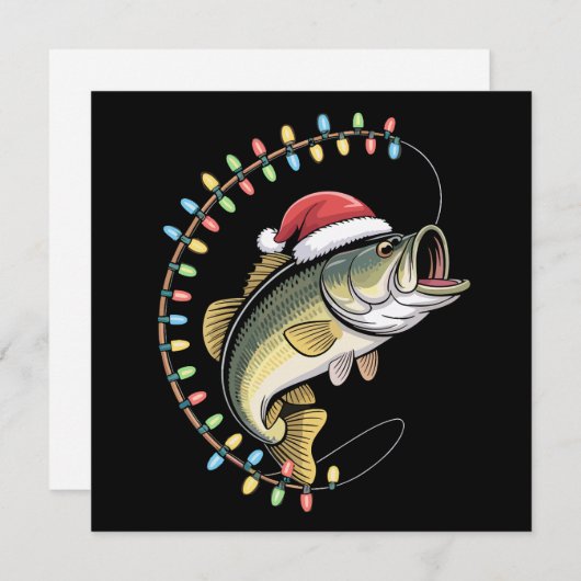 Kerst vader baars vis grappige vissen visser feestdagenkaart (Voorkant / Achterkant)