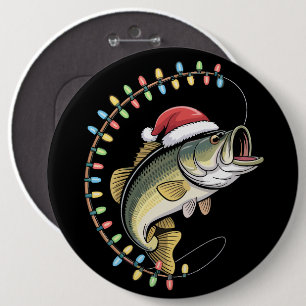 Kerst Vader Baars Vis Merry Vissen Visser Ronde Button 6,0 Cm