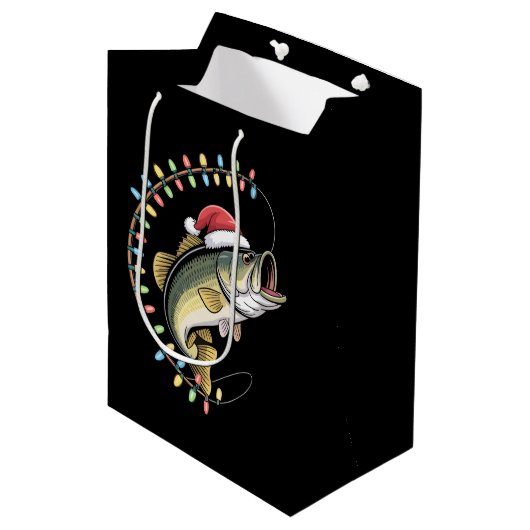 Kerst Vader Baars Vis Moppig Vissen Visser Medium Cadeauzakje (Voorkant Gekanteld)