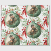 Kerst Vader Papa Zoon Waterverf Ornament Cadeaupapier (Vlak)