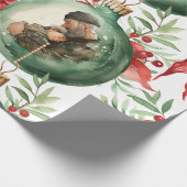 Kerst Vader Papa Zoon Waterverf Ornament Cadeaupapier (Hoek)