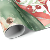 Kerst Vader Papa Zoon Waterverf Ornament Cadeaupapier (Rol Hoek)