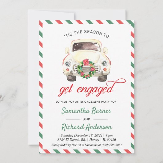 Kerst Vakantie Auto Reizen Verloving bruiloft Kaart (Voorkant)